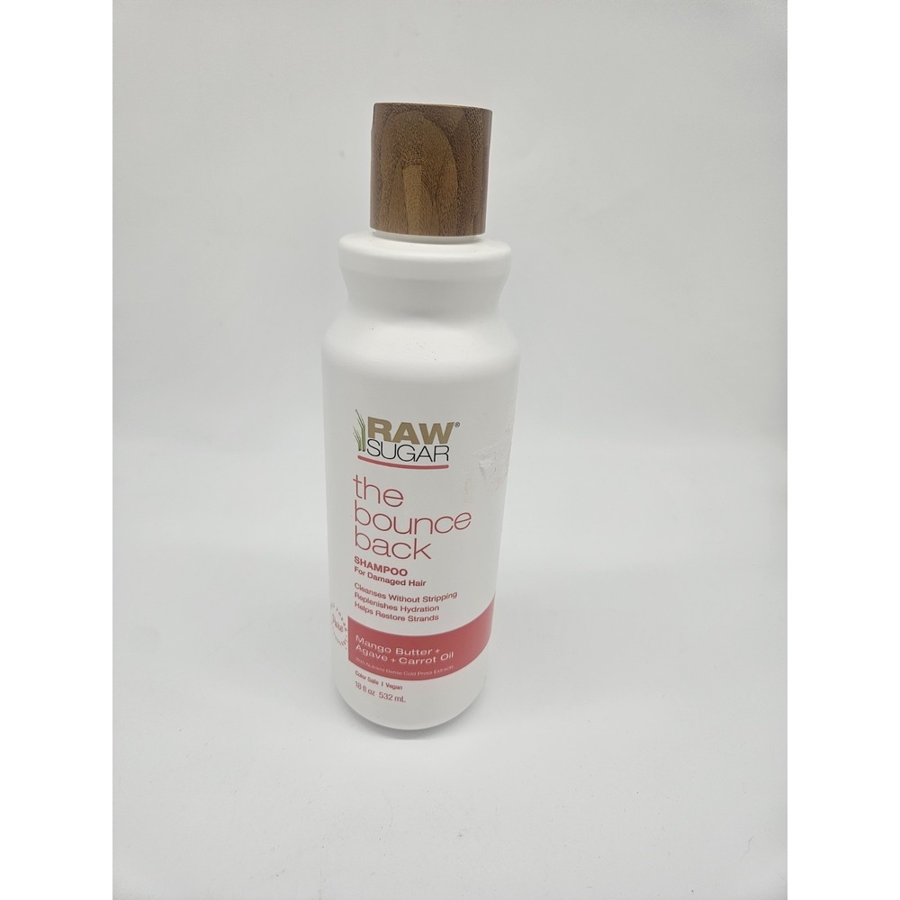 Raw Sugar The Bounce Back Shampoo 18oz Mango Butter Agave Carrot Oil Damage Hair